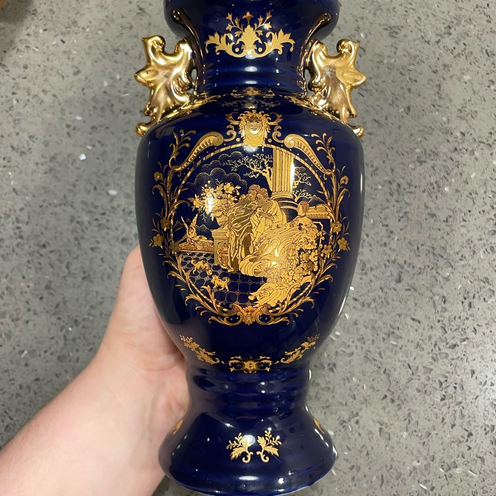 Limoges Royal Blue and Gold Accent Vase - Picture 3 of 12